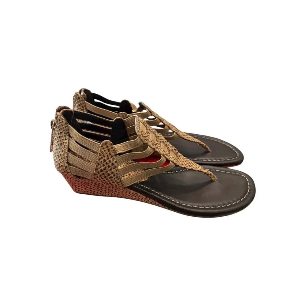 Donald J Pliner Deena-UF Snake Embossed Cork Sandals Natural 7.5 NIB